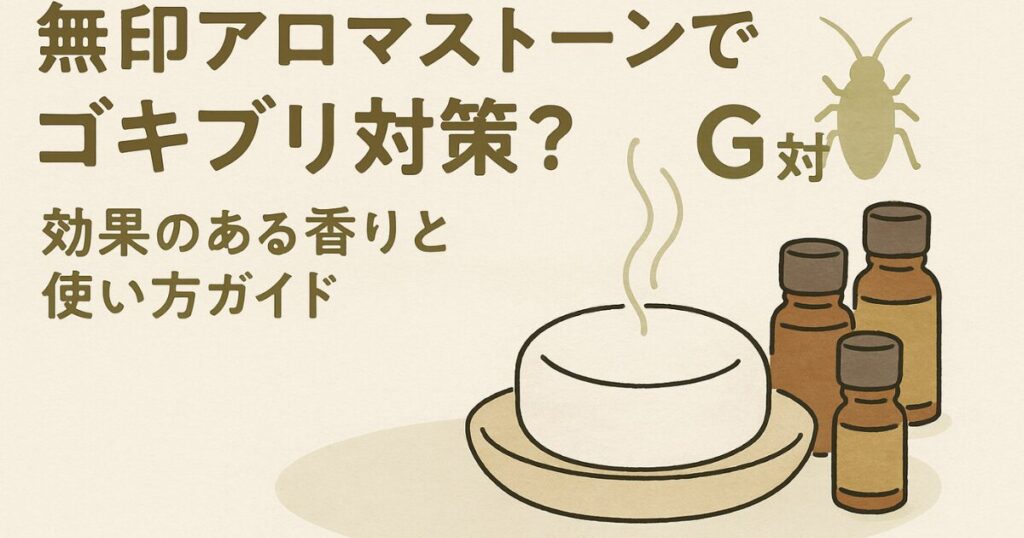 無印良品のアロマストーンと精油を使って虫除け対策をしている様子のイラスト