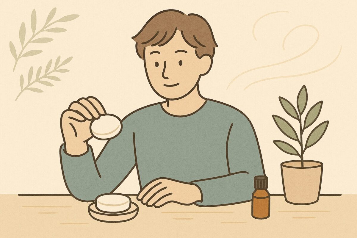 アロマストーンの香りが弱くなったときに確認する様子を描いたイラスト