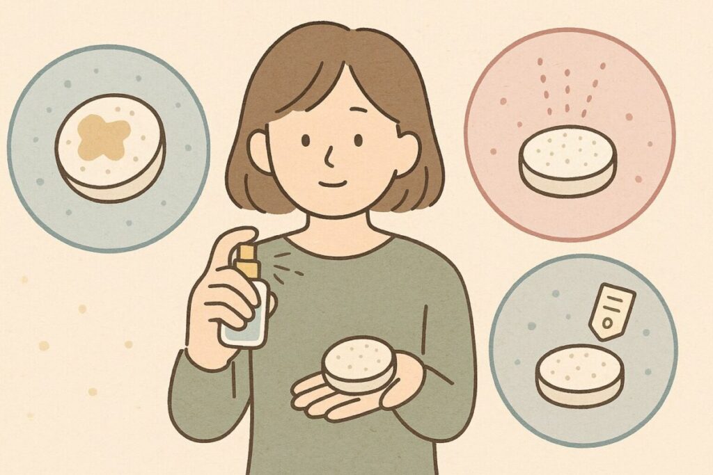 アロマストーンに香水を使う際のデメリット(シミや香り残りなど)をイメージしたイラスト