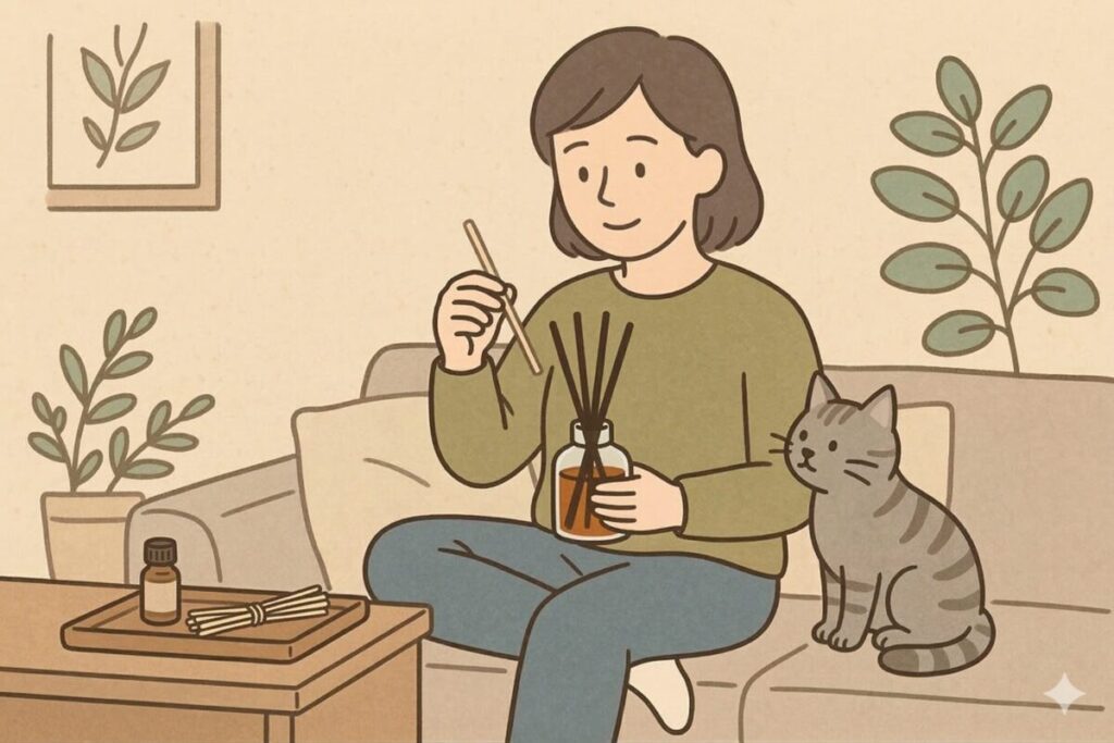 リードディフューザーの香りの強さは自分で調整可能