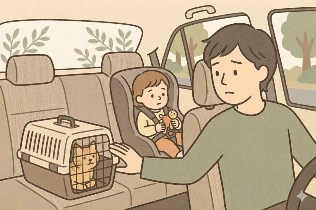 犬や猫などのペット、小さな子どもが車に同乗する際のアロマ使用の注意点