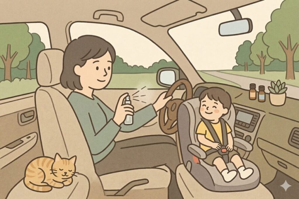 手作りアロマスプレーで自分好みの香りに調整した快適な車内空間